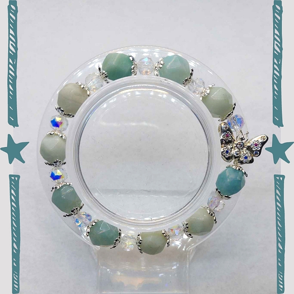 ☆9mm Amazonite Faceted Butterfly Bracelet